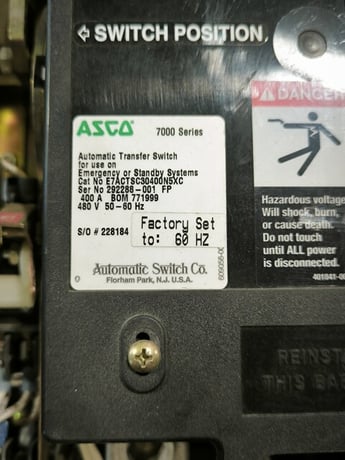 400 Amp. ASCO E7ACTSC30400N5-XC, Automatic Transfer Switch, 480 Volts, AS IS - Image 3