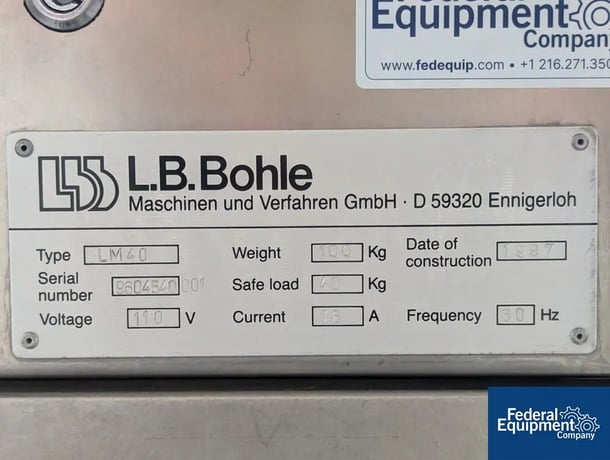 Bohle #LM40, Bin Blender, Stainless Steel, 110 V., 1997, AS IS - Image 2