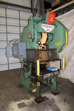 60 Ton, Federal #60, OBI metalworking punch press, 4" stroke, 13" Shut Height, 2.5"ram adj., 45-90 SPM, 32" - Image 1