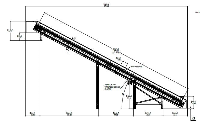 14" wide x 31' long, MC3 Conveyor #3, Slider Bed Belt Conveyor (D-Style), cleated belt, new surplus - Image 4