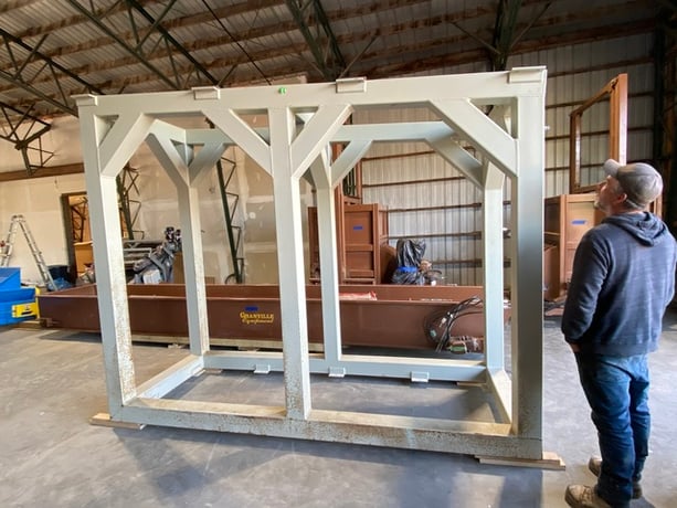 Custom Fabricated Steel Stand for Forsbergs vibratory conveyor - Image 1