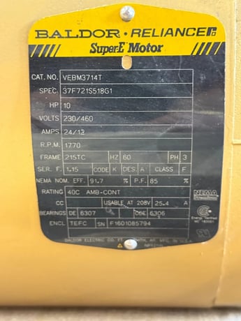 10 HP 1770 RPM Baldor-Reliance, Frame 215TC, VEBM3714T, 230/460 Volts - Image 2