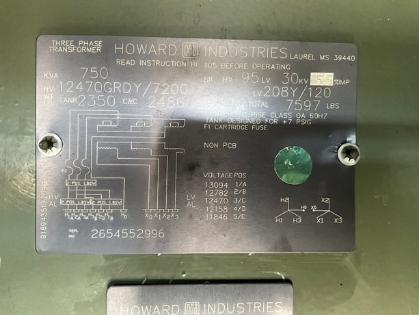 750 KVA 12470GY/7200 Primary, 208Y/120 Secondary, 3 phase, Padmount Transformer - Image 1