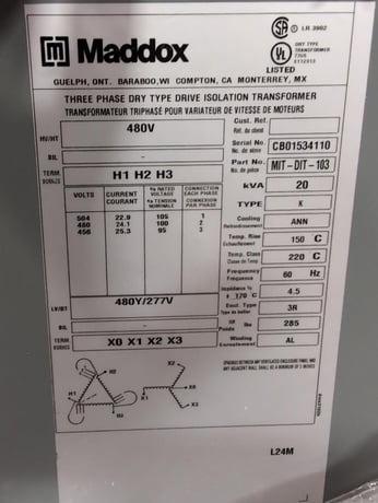 20 KVA 480 Delta Primary, 480Y/277 Secondary, 3 phase, Dry Type Isolation Transformer, Ready To Ship, New - Image 2