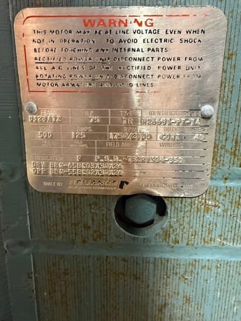 75 HP 1750/2100 RPM Reliance, Frame 328ATZ, 500 VA. - Image 2