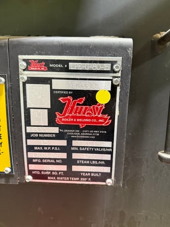 80 HP Hurst #LPE-G-80-15, Low Pressure Steam Boiler, Natural gas, 15psi, 2790 PPH, 335 sq.ft., 2013 - Image 3