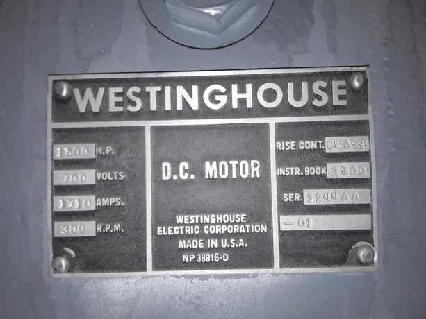 1500 HP 300 RPM Westinghouse, DC motor, 700 VA - Image 3