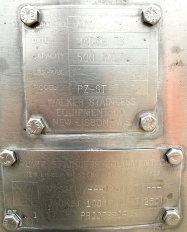 500 gallon Walker #PZ-ST, jacketed Stainless Steel mix tank / processor / pasteurizer / kettle - Image 3