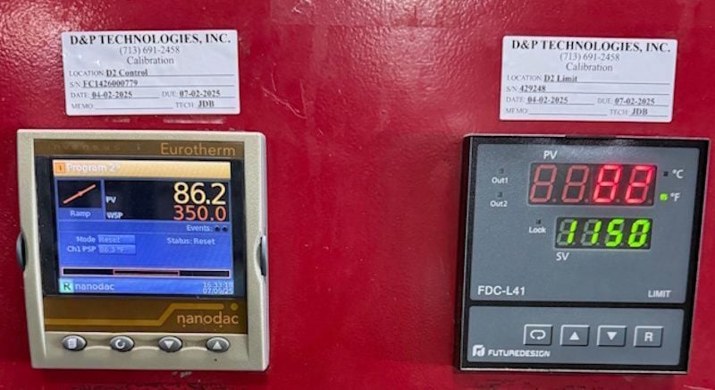 54" width x 54" H x 40" D Demco, elect temper furnace, 1200&deg;F, 480 V., 3-phase, Eurotherm Nanocac - Image 9