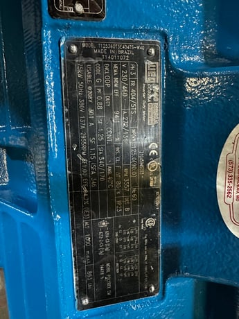 125 HP 3600 RPM Weg, Frame 404/5TS, ODP, T12536ot3e404ts-w40, 230/460 Volts, F1 mounting - Image 5