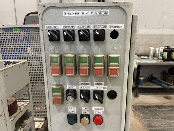 Comec #MMS-2000, Horizontal Slot Mortiser, 20-Spindle, 300-400 pcs./hr., 8" width x 87" L Table, (5) 4.0/3 HP - Image 9
