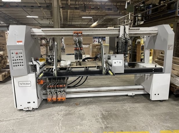 Vitap #Sigma B2, Through-Feed Top & Bottom Boring Machine, 32 mm Centers, 70 mm Drill depth, 112" Table, 700 - Image 1
