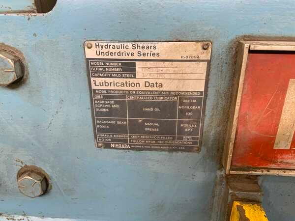 1/4" x 10' Niagara #IF10, Hydraulic Squaring Shear, 10.2' overall Blade length, 36" Back Gauge, 24/60 SPM, 15 - Image 4