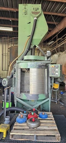 Goff #2036S, Spinner Hanger w/Dust Collector & Shot Trap, (2) Blast Wheels, (3) Chambers, 300 lbs. capacity - Image 1