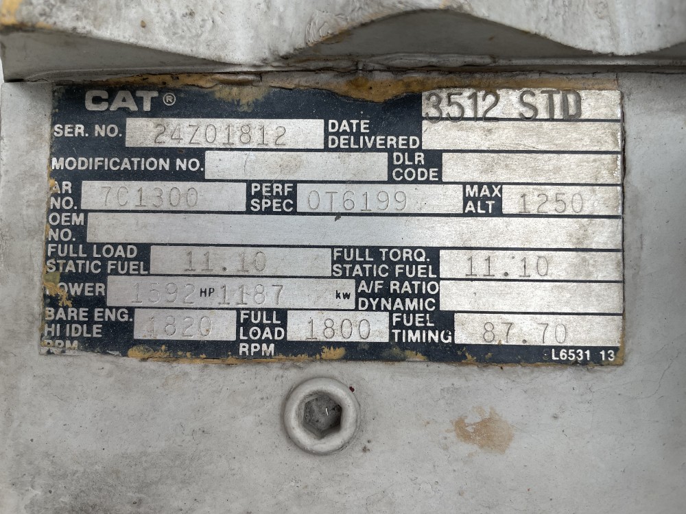 1100 KW Caterpillar #3512, diesel generator set, 680 hours, 1987, S/N 24Z01812 - Image 8