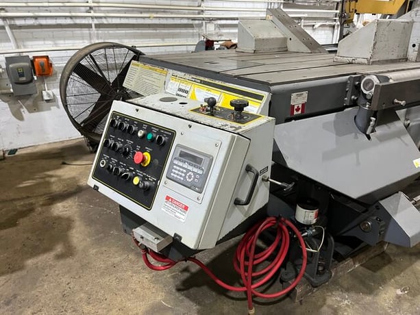 30" x 25" Hyd-Mech #V-25, vertical band saw, 1.5" x 21' 1/2" blade, 75-350 SPM, Marvel PLC Control, hydraulic - Image 3