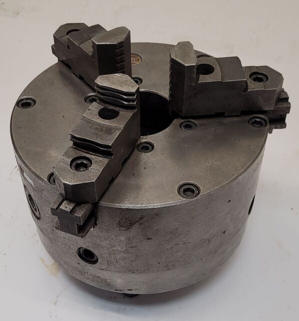 8" BTC, self-centering manual lathe chuck, 3-jaw, 2-1/4" hole, D1-6 mount - Image 1