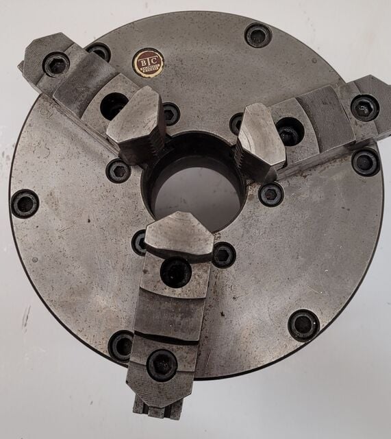 8" BTC, self-centering manual lathe chuck, 3-jaw, 2-1/4" hole, D1-6 mount - Image 3
