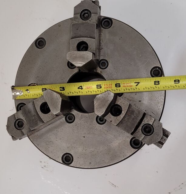 8" BTC, self-centering manual lathe chuck, 3-jaw, 2-1/4" hole, D1-6 mount - Image 7