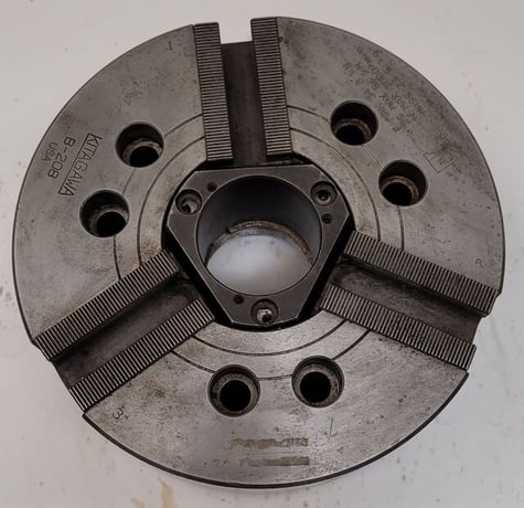 8.25" Kitagawa #B-208, 3-jaw, open centre power chuck - Image 2