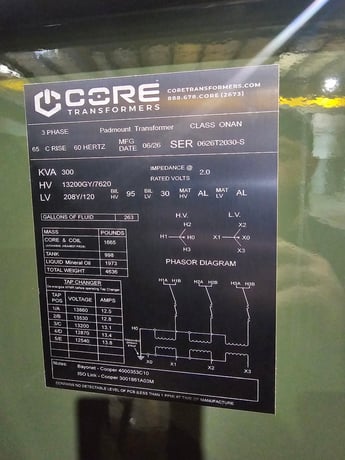 300 KVA 13200GrdY/7620 Primary, 208Y/120 Secondary, PAD, proCORE(immediate shipment available) - Image 1