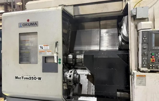 Okuma #250-W, CNC Lathe, 12k RPM, 15 HP, 12 tool, 8" chuck, 20.8" swing, 8 axis, 46" centers, OSP-E100L cnc - Image 2