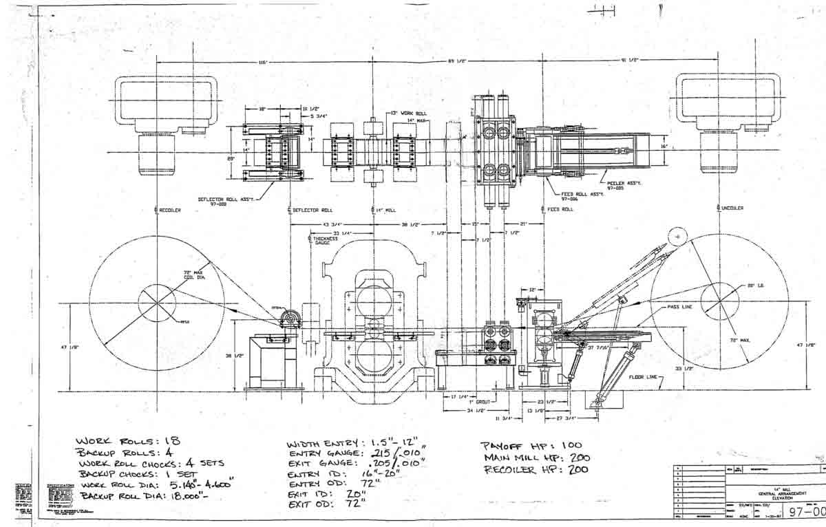 4.6" x 18" x 12" Bliss/United, 4 HI 1 Stand rolling mill, hydraulic expansion - Image 2