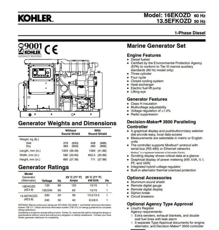 16 KW Kohler /Yanmar #16EFOZ, Marine generator - Image 9