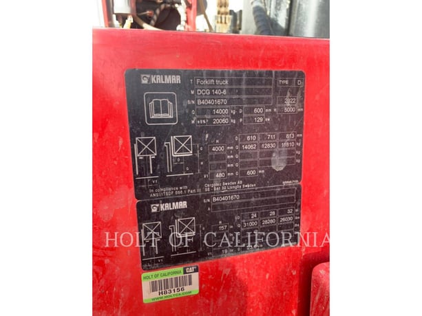 Kalmar DCG140-6, Forklift, 942 hours, S/N: B40401670, 2022 - Image 5