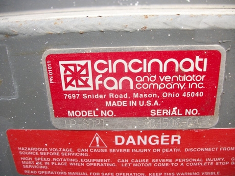 Cincinnati #HP-8D21, Stainless steel blower, 8" in/out, 20 HP - Image 5