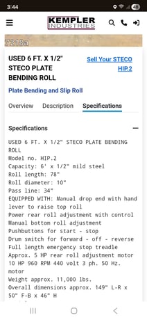 6' x 2" Steco #HIP-2, plate roll, 10" roll diameter, 34" pass line, manual drop end w/hand lever to raise top - Image 3