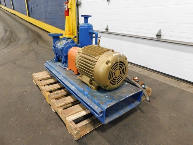 Nash #GL-45/7, liquid ring vacuum pump, pump skid with 15 HP motor & control cabinet, 480 V., 2006 - Image 3