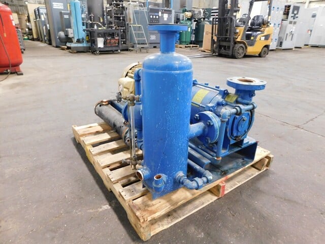 Nash #GL-45/7, liquid ring vacuum pump, pump skid with 15 HP motor & control cabinet, 480 V., 2006 - Image 5
