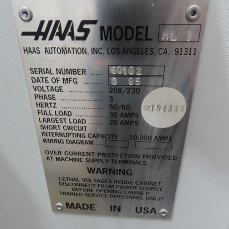 Haas #HL-1, CNC Lathe, 3- Jaw, 8" Kitagawa Chuck, 10 Tool Turret, 3-Phase, 416 Spindle Hours, 208/230V, Very - Image 2