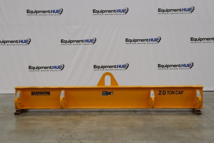 40000 lb. Harrington #HBSL-20-12, basket sling lifting beam, 12' outside spread, 25" headroon, 4" hook - Image 1