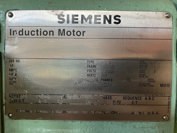 700 HP 1800 RPM Siemens, Frame 5011S, WPIIBB, 2300 Volts - Image 3