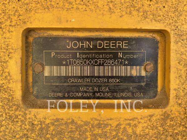 Deere &Co 850K, Crawler Dozer, 7005 hours, S/N: 286471, 2015 - Image 6