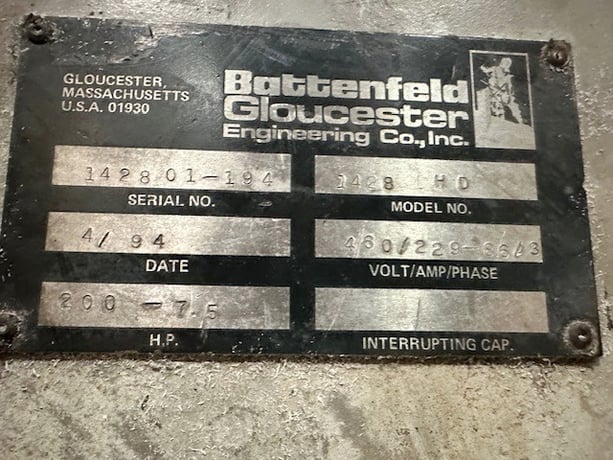 14" x 28" Battenfeld Gloucester #1428HD, granulator, 200 HP, 3 knife rotor, 1994 - Image 8