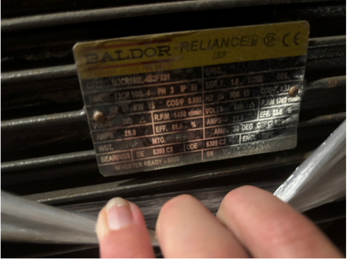 20 HP 1760 RPM Baldor, 3-phase, 15 KW Multi-Voltage IE3 AC - Image 1