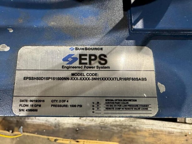 Sunsorce Silver Series #RM-19-22, Eps Hydraulic Pump System, 1765 RPM, 208-240/460 V., 300 psi, 2015 - Image 6