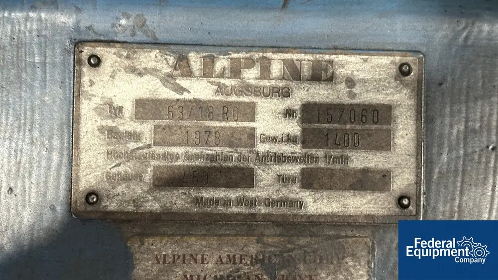 Alpine Augsburg Roto-Plexer #RO-63/18, Mill Grinder, 4 knife, 40 HP, 230/460 V. - Image 2