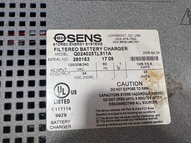 SENS #Q024025TL511A, automatic battery charger/, 25 amp max., 2008 - Image 5