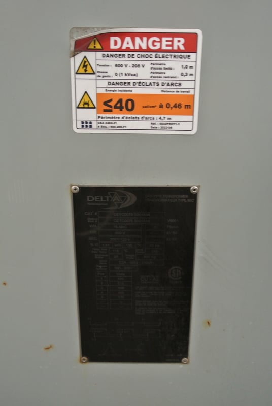 75 KVA 600 Primary, 208/120 Secondary, Delta CETC0075S001534, Transformer, Isolation, Dry Type, 3 Phase, 60 Hz - Image 7