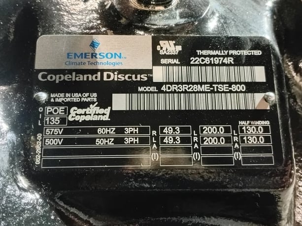 Copeland 4DR3R28ME-TSE-800, Compressor Refrigeration, 280000 BTU/hr., 2.125" Suction, 1.375" Discharge, 30 - Image 2