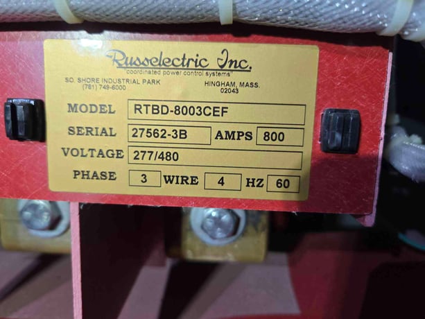 800 Amp. RussElectric, RTBD-8003CEF, Automatic Transfer Switch, 277/480 Volts (2 available) - Image 9