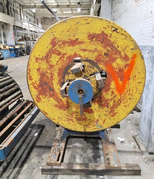 4000 lb. Littell, Motorized Single Uncoiler, 12" width, 48" outside dimensions, 15-20" ID, 4 arm manual, back - Image 1