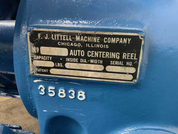 6000 lb. Littell #60-36, non-motorized coil reel, 36" width, 16"-20" ID, 60" outside dimensions, manual - Image 4