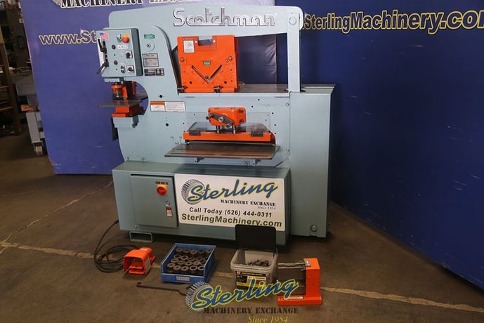6" x 6" x 3/8" Scotchman #6509-24M, hydraulic ironworker, 65 ton, 9" throat, foot pedal punch Control, brake - Image 2