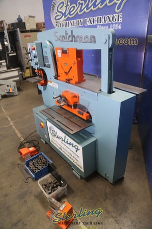 6" x 6" x 3/8" Scotchman #6509-24M, hydraulic ironworker, 65 ton, 9" throat, foot pedal punch Control, brake - Image 8