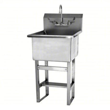 Columbia Sani-Lav, Utility 1 Bowl Sink, Stainless Steel, U2424F-0.5, .5 GPM, 24" width x 24" L x 12" D, NSF - Image 1